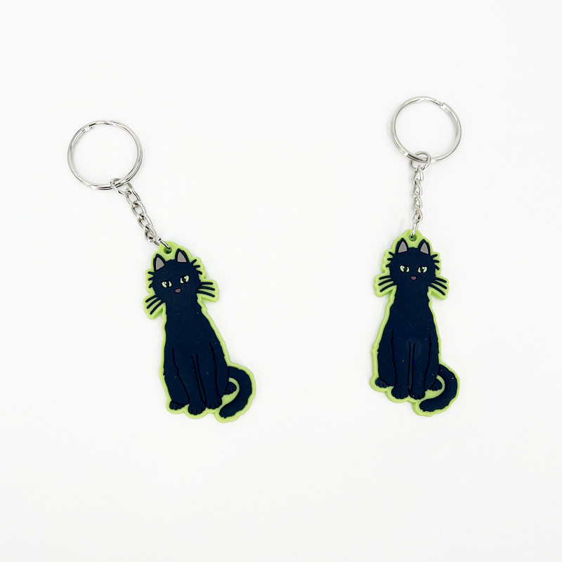 Luminous cute cartoon cat PVC Keychain promotion gift cross-border e-commerce small pendant factory direct sales