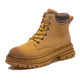 Couple's genuine leather rhubarb boots 2024 new autumn and winter retro women's shoes British style short boots Women's thick-soled Martin boots