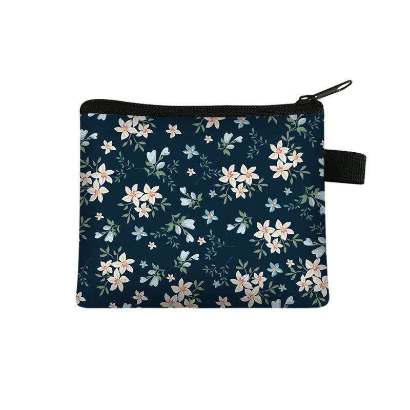 New Floral Coin Purse Women's Portable Card Bag Coin Key Storage Bag Coin Coin Coin Coin Bag Card Bag Small Square Bag