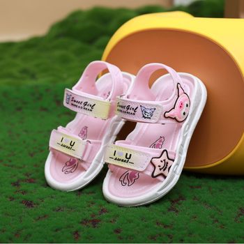 Children's Shoes Girls' Sandals 2025 New Summer Princess Style Open Toe Non-slip Baby Shoes Children's Velcro Beach Shoes