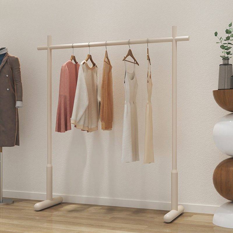Cream-Style Small Space Clothes Hanging Rod Household Simple Coat Rack Bedroom Thickened Clothes Drying Rack Floor-Standing Clothes Rack