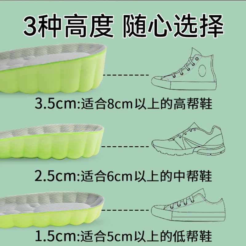 Height-Increasing Insoles for Men, Full Cushioning, Anti-Odor, Height-Increasing Pads That Won'T Collapse When Standing for Long Periods, Women's Invisible Inner Height-Increasing Insoles with a Stepping-On-Feces Feeling