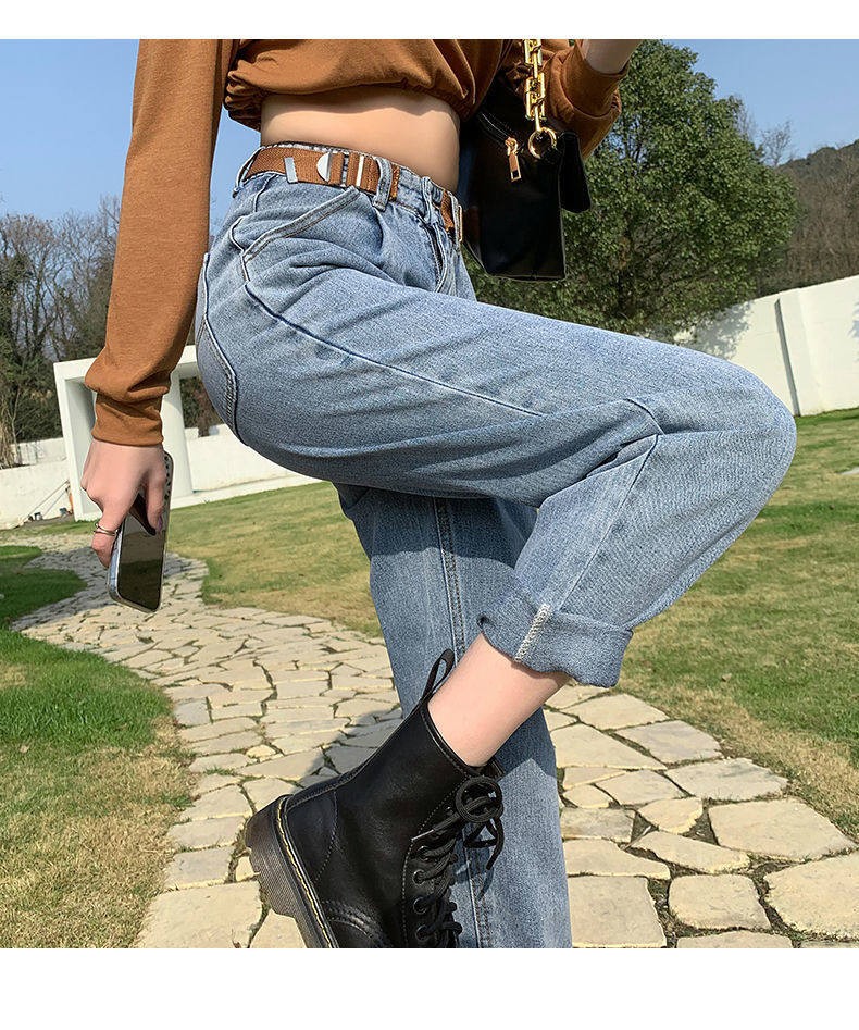 High Waisted Harem Jeans for Women Loose Fit Slimming Versatile Trendy Spring Fashion for Students Wholesale