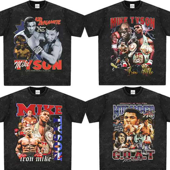 Boxing champion Mike Tyson Tyson Boxing Ali Pacquiao Bruce Lee short sleeve American vintage T-shirt