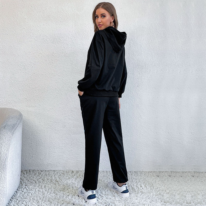 Womens Printed Long Sleeve Hoodie Set Casual Style Autumn Winter Collection Comfortable Fabric Stylish Design