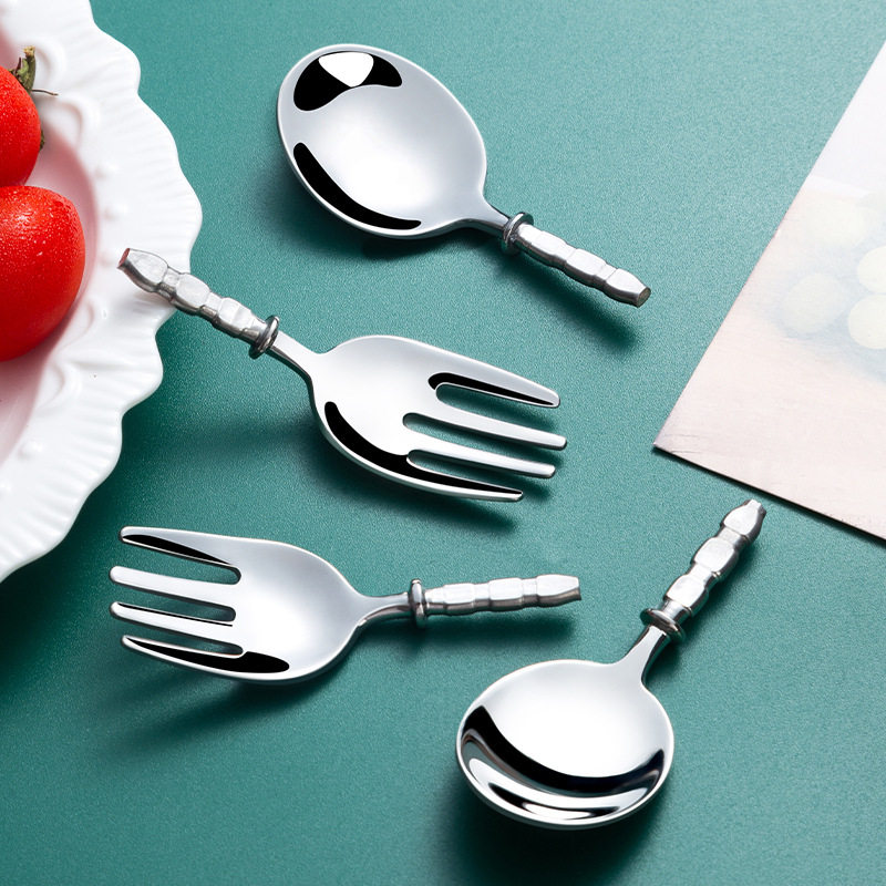 316 children's short handle fork spoon semi-finished stainless steel fork spoon baby eating spoon auxiliary spoon head plug-in embryo