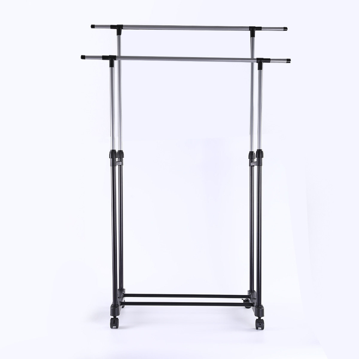 Iron Double-Pole Clothes Drying Rack Indoor Balcony Floor-Standing Clothes Rack Liftable Balcony Clothes Drying Rack Clothes Drying Rack Convenient
