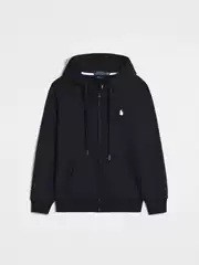 Spring and Autumn Fleece Thin Rl Hooded Cardigan Sweatshirt Embroidered Pony Loose Large Size Cross-Border Men's Polo Jacket