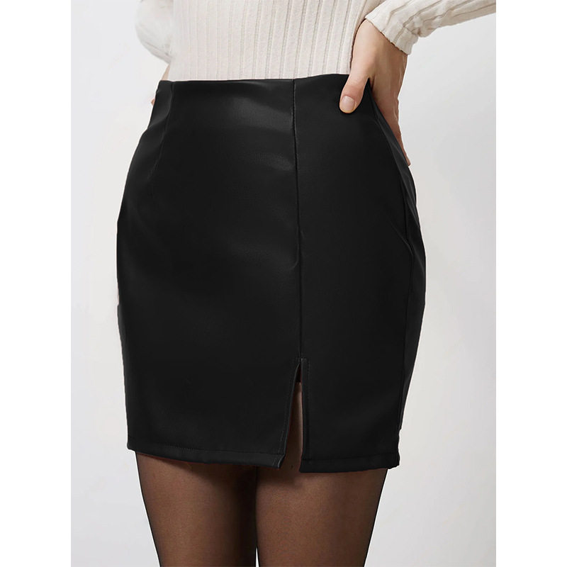 PU Leather Bodycon Dress Sexy Split Design Stylish Fit Perfect for Parties Ready to Ship Low MOQ