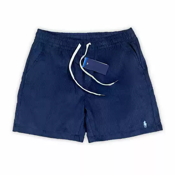 Summer Casual Straight-Leg Knee-Length Shorts for Men and Women, Old Money Style with Embroidered Pony Logo Pattern, Corduroy Casual Shorts