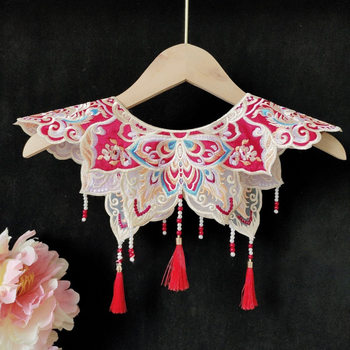 Nezha Performance Cloud Shoulder Tassel Pendant Retro Chinese Style Lotus Leaf Collar Hanfu Women's Versatile Decorative Fake Collar Shawl