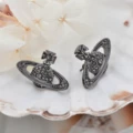 Titanium black saturn stud earrings