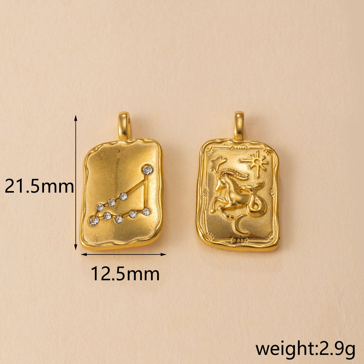 สั่งซื้อนำเข้า สิบสองราศีจี้สแตนเลส 18K Gold Platedหล่ออุปกรณ์เสริมยุโรปและอเมริกายอดนิยมDIYสร้อยคอเครื่องประดับขายส่ง จากจีน