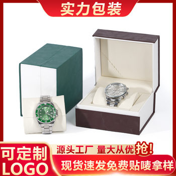 Cross-Border High-End Flip-Top Watch Box, Threaded Pu Leather Watch Storage Box, New Watch Packaging Box, Portable Watch Box
