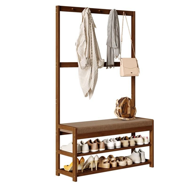 Clothes Rack, Floor-Standing, Bedroom Entrance, Foyer Combination, Multi-Functional Shoe-Changing Bench, Coat Rack, Integrated Simple Clothes Rack