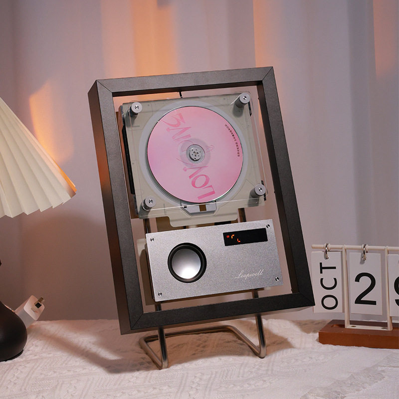 Cross-Border New Music Picture Frame Cd Player Transparent Acrylic Magnetic Suction Creative Wall-Mounted Photo Frame Bluetooth Audio