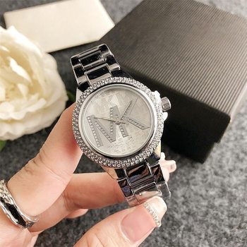 Japanese Movement Stainless Steel Watch Women's Crystal Diamond Watch Diamond Women's Watch Fashion Round Dial Watch