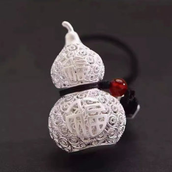 genuine goods Copper Silver Plated Gourd Pendant Copper Alloy Jewelry Blessed Character Hollow Atmospheric National Style Retro Couple Jewelry