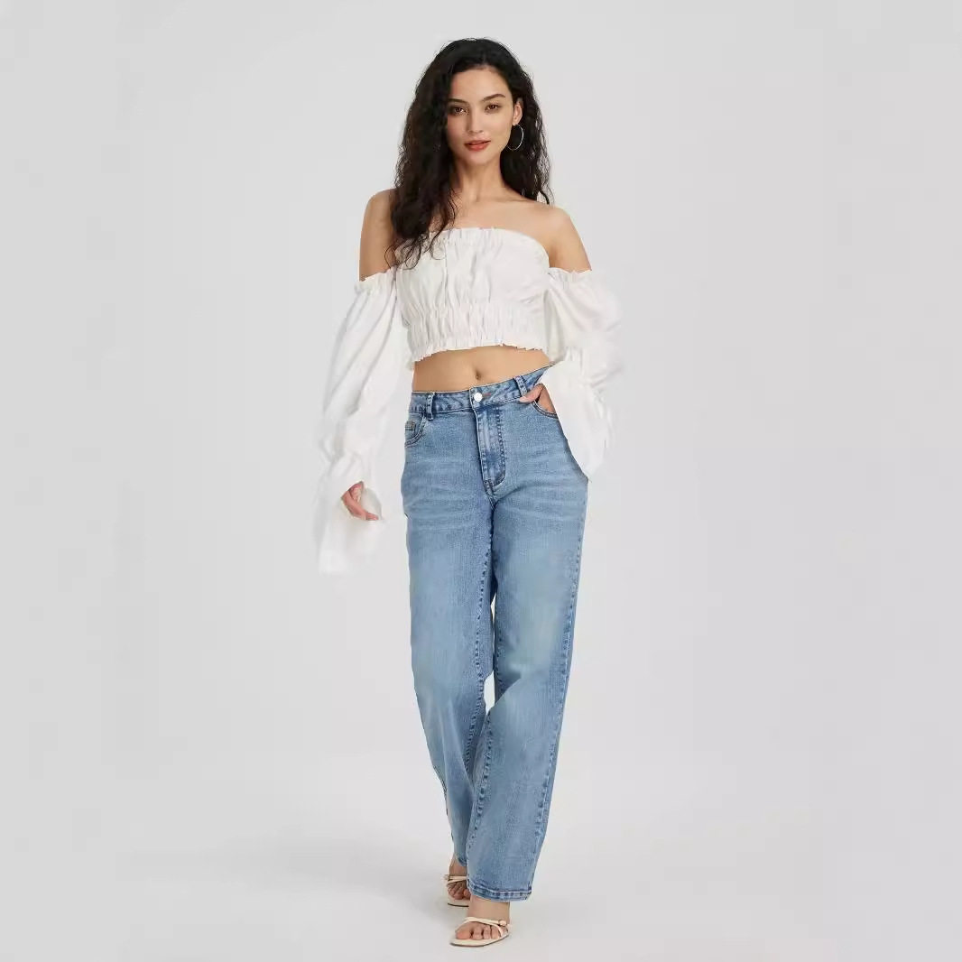 High Waisted Straight Leg Jeans for Women Stretch Denim Casual Style Trendy Fashion Wholesale Available
