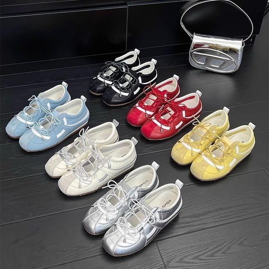 Inner Height 5cm Sweet Girl Genuine Leather De Training Shoes Women's 2025 New Korean Sports Ballet Style Mary Jane Single-layer Shoes for Women