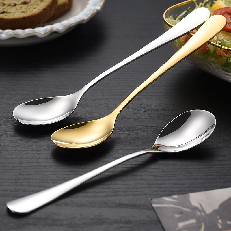 304 stainless steel children's feeding spoon eating spoon water drop round spoon bird's nest fish glue spoon laser LOGO