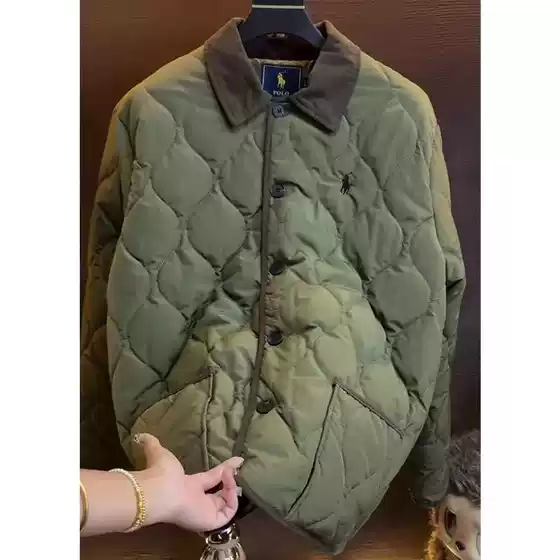Autumn and Winter Men's High-Quality Lapel Diamond Cotton Jacket Loose New Casual Fashion Warm Versatile Jacket Simple