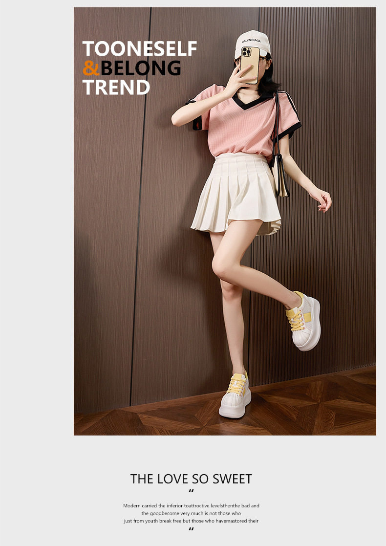 Giày sneaker nữ chạy bộ mesh thoáng đế dày trắng — Bột trắng, Hộp trắng vàng chi tiết 12