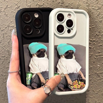 For Apple iPhone15/14promax phone case cartoon puppy 13/12/11/16 popcorn