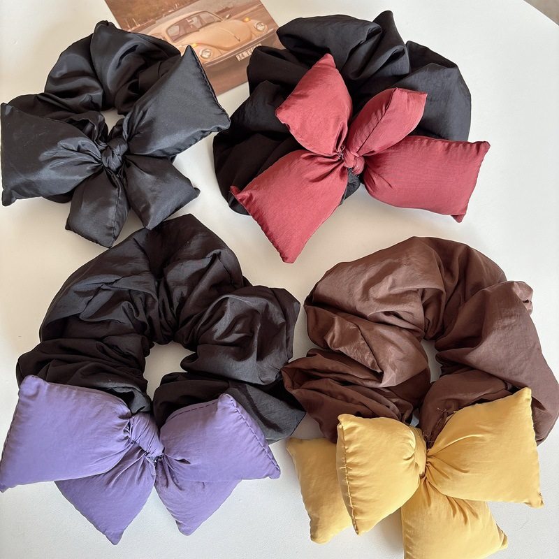 High-grade gray wood ear hair ring cotton purple bow head rope horsetail ball head South Korea new hair accessories for women