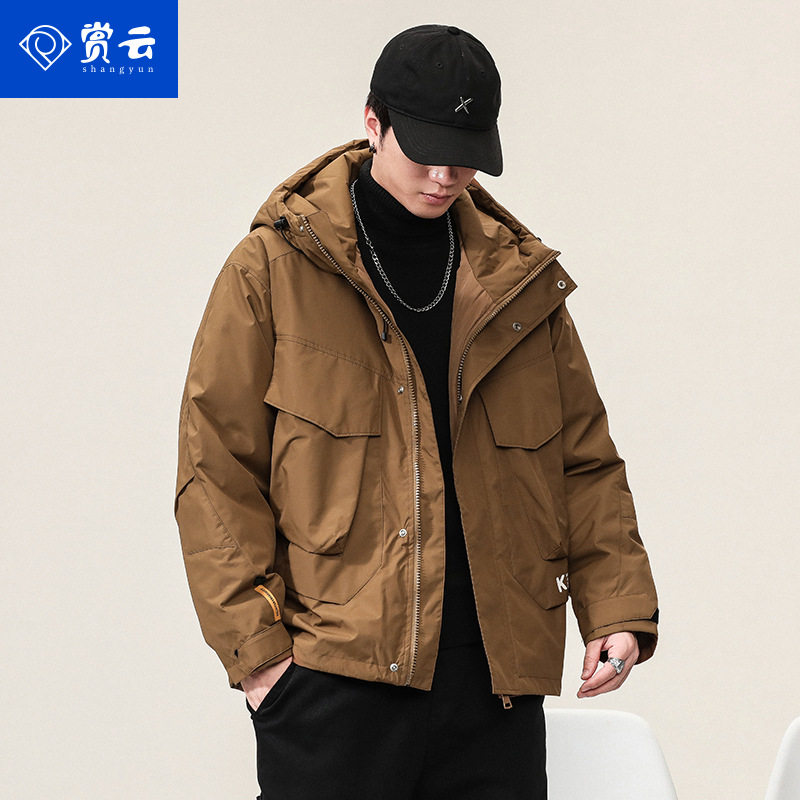 Xiangyunyu 2023 new velvet coat men's winter thickened hooded loose fashion windproof youth warm coat