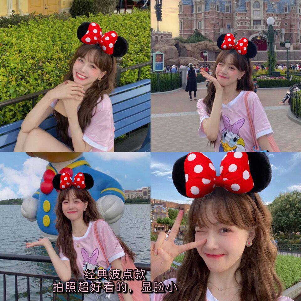 ผ้าคาดผมโบว์มินนี่ เครื่องประดับศีรษะสำหรับเด็ก ผ้าคาดผมหูกระต่ายมิกกี้การ์ตูนน่ารักสำหรับสวนสนุก คลิปหนีบผม เครื่องประดับผมสำหรับผู้หญิง