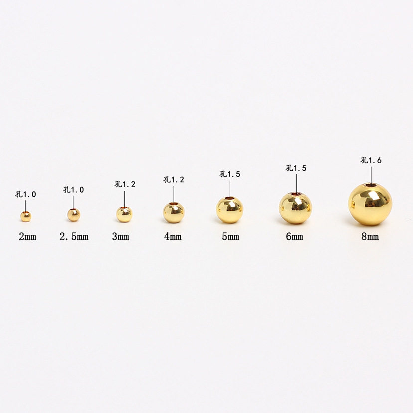 diy饰品手工串珠散珠 14K包金保色珠转运珠隔珠小金珠 光面实心珠