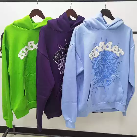 Sp5Der Spider European and American Trendy Brand Couple Style Heavyweight Fleece-Lined Hoodie Loose Thickened Fleece in Stock Direct Delivery