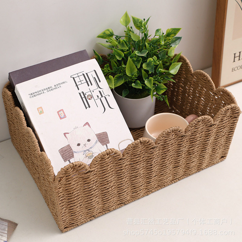 Cross-Border Fan-Shaped Woven Storage Basket Household Large-Capacity Clothes and Sundries Desktop Snacks and Toys Storage Basket