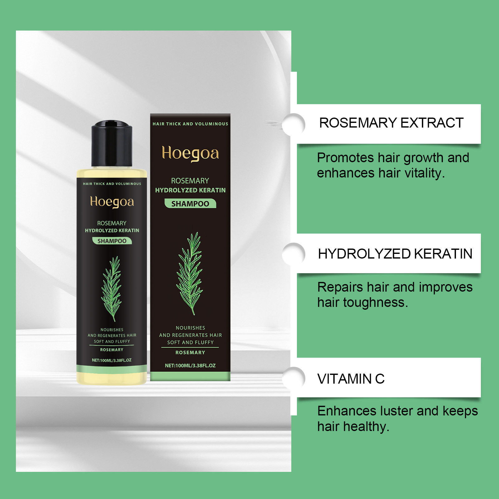 Hoegoa Rosemary Thickening Shampoo Herbal Essence Nourishing Care Hair Fluffy Shampoo