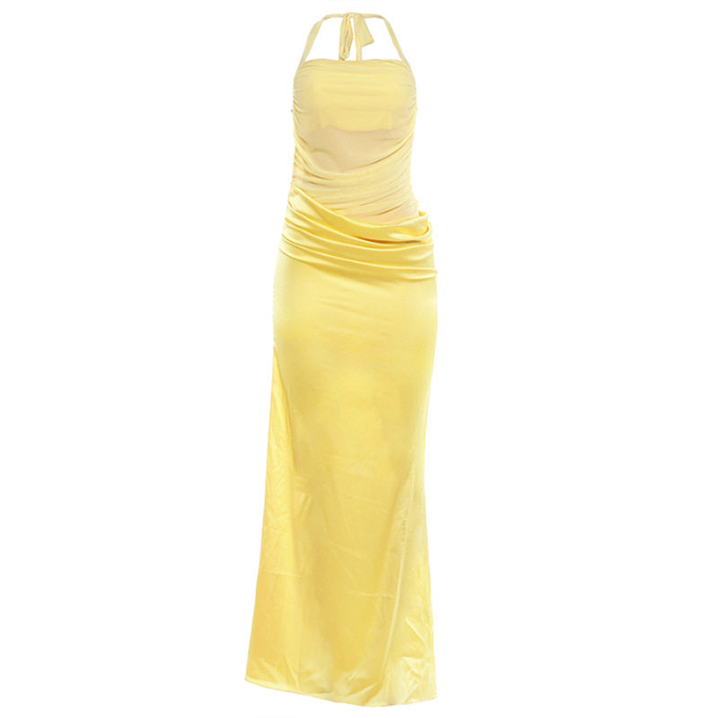 Summer Womens Sexy Hollow Back Mesh Bodycon Dress Slim Fit Sheer Fabric Trendy Design Perfect for Parties and Night