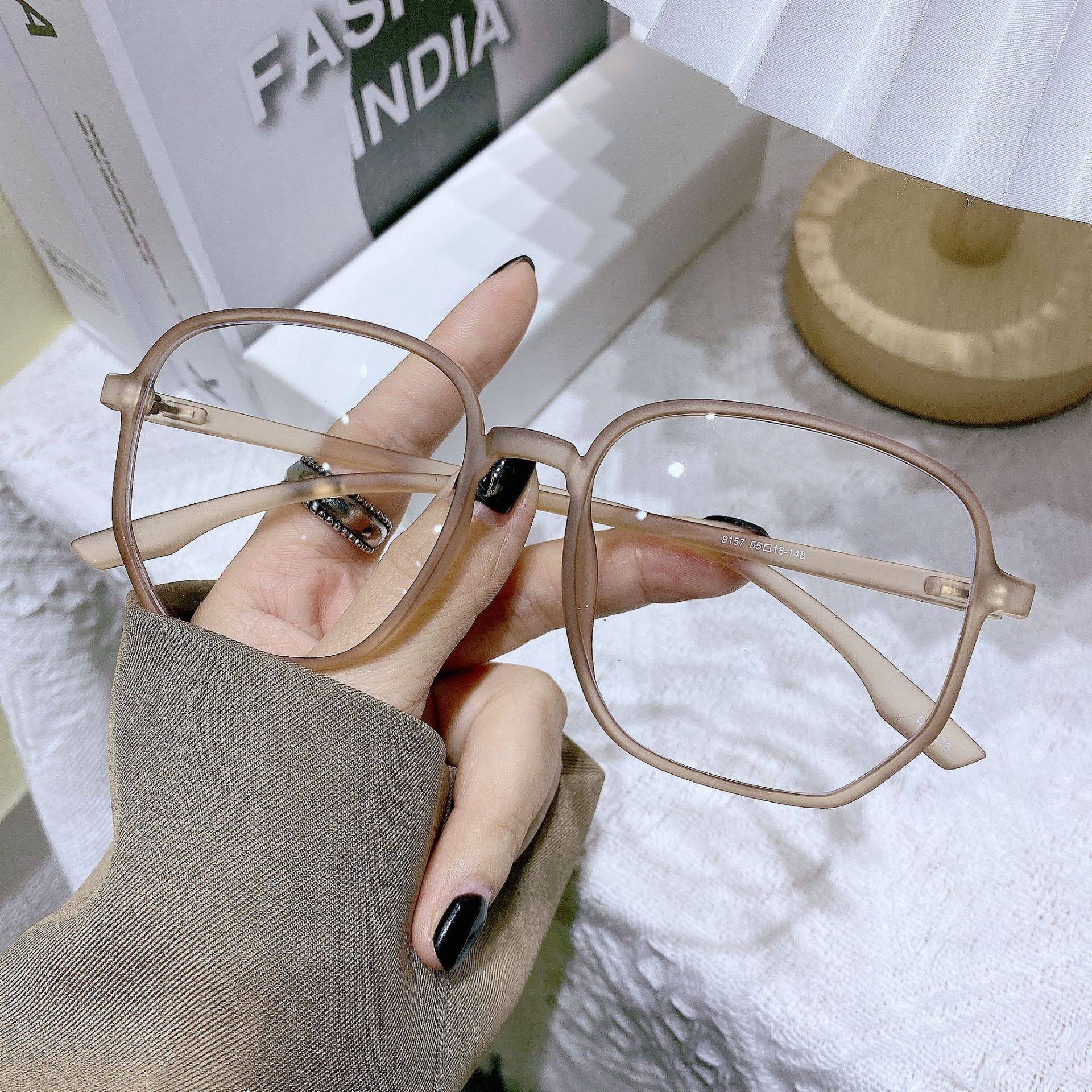 Internet celebrity glasses frame large frame glasses frame jelly color glasses frame retro large frame polygon 9157