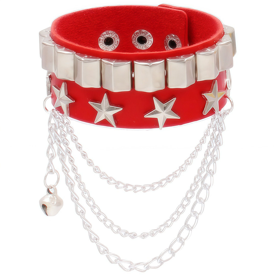Eco-Friendly Pu Leather European and American Fashion Retro Street Style Punk Studded Bracelet Star Leather Bracelet Rock Jewelry