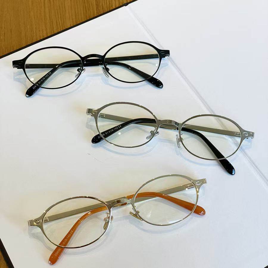 Nerd Personality Light Luxury Oval Frame Glasses Metal Myopia Glasses Frame Spring Leg Anti-Blue Light Korean Style Glasses