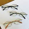 Nerd Personality Light Luxury Oval Frame Glasses Metal Myopia Glasses Frame Spring Leg Anti-Blue Light Korean Style Glasses