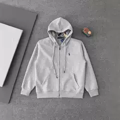 Cross-border Raffy Pony Logo Zipper Hoodie, Trendy Men's Pure Cotton Heavyweight Embroidered Sweatshirt