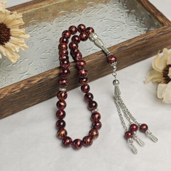 Classic Style 33 Beads 10mm Iron Spike Crackle Beads Glass Material Prayer Beads Daily Bracelet Tasbih
