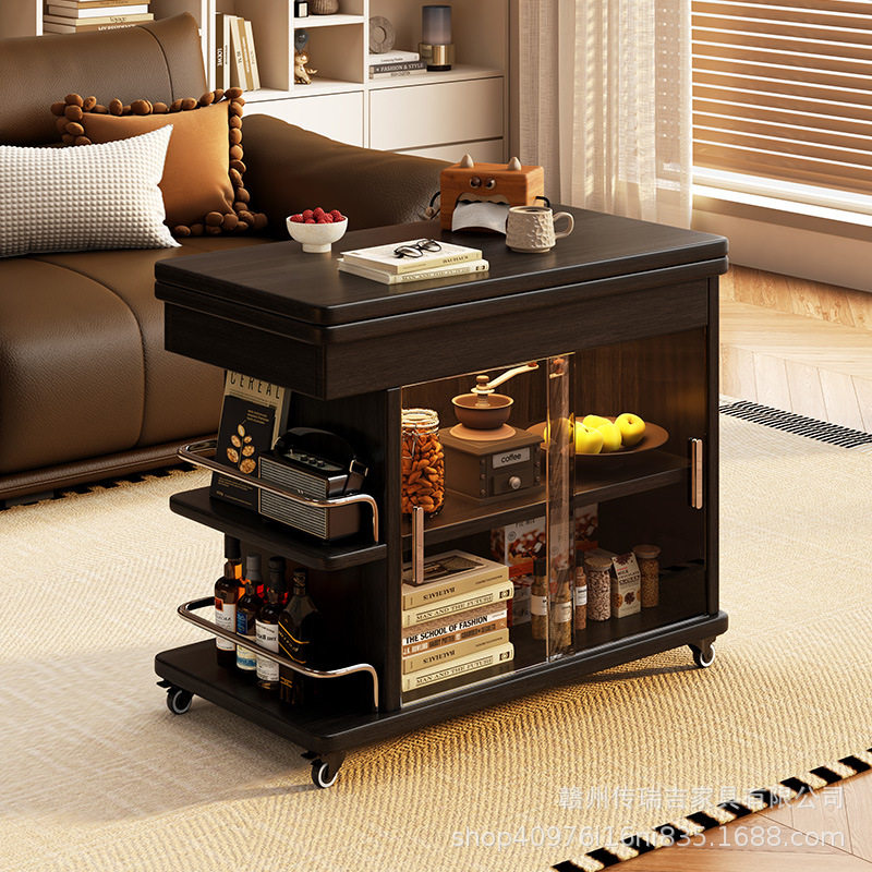 Light Luxury and High-End Sofa Side Cabinet Minimalist Side Table Living Room Modern Movable Multi-Functional Cart Folding Side Cabinet