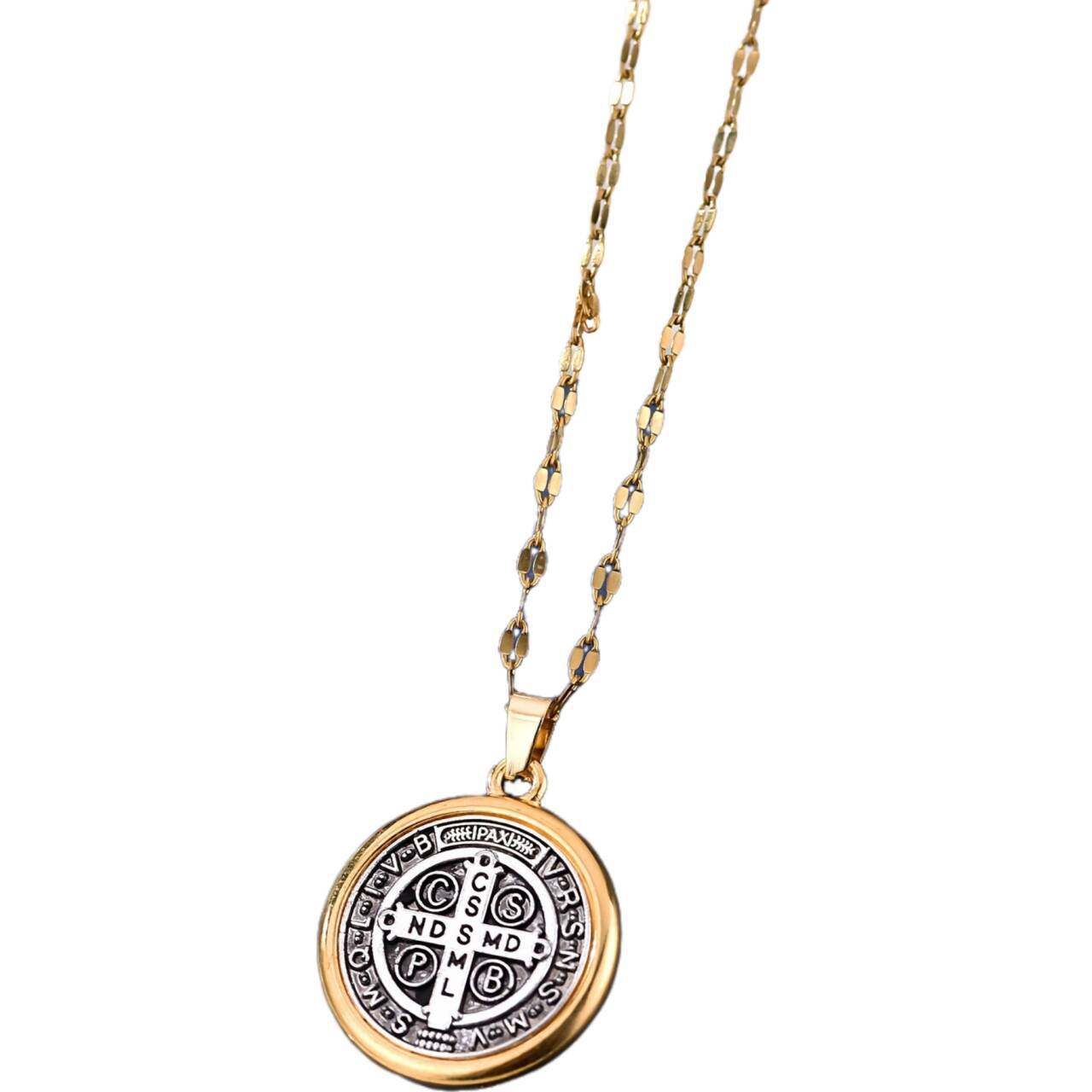 Cross-Border Alloy Religious Saint Benedict Pendant Necklace Fashion Religious Necklace