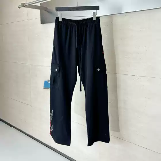 Cross-Border High-End Version of Croton's Early Autumn New Style Workwear Casual Sweatpants with Sanskrit Graffiti Print on the Back and Pockets