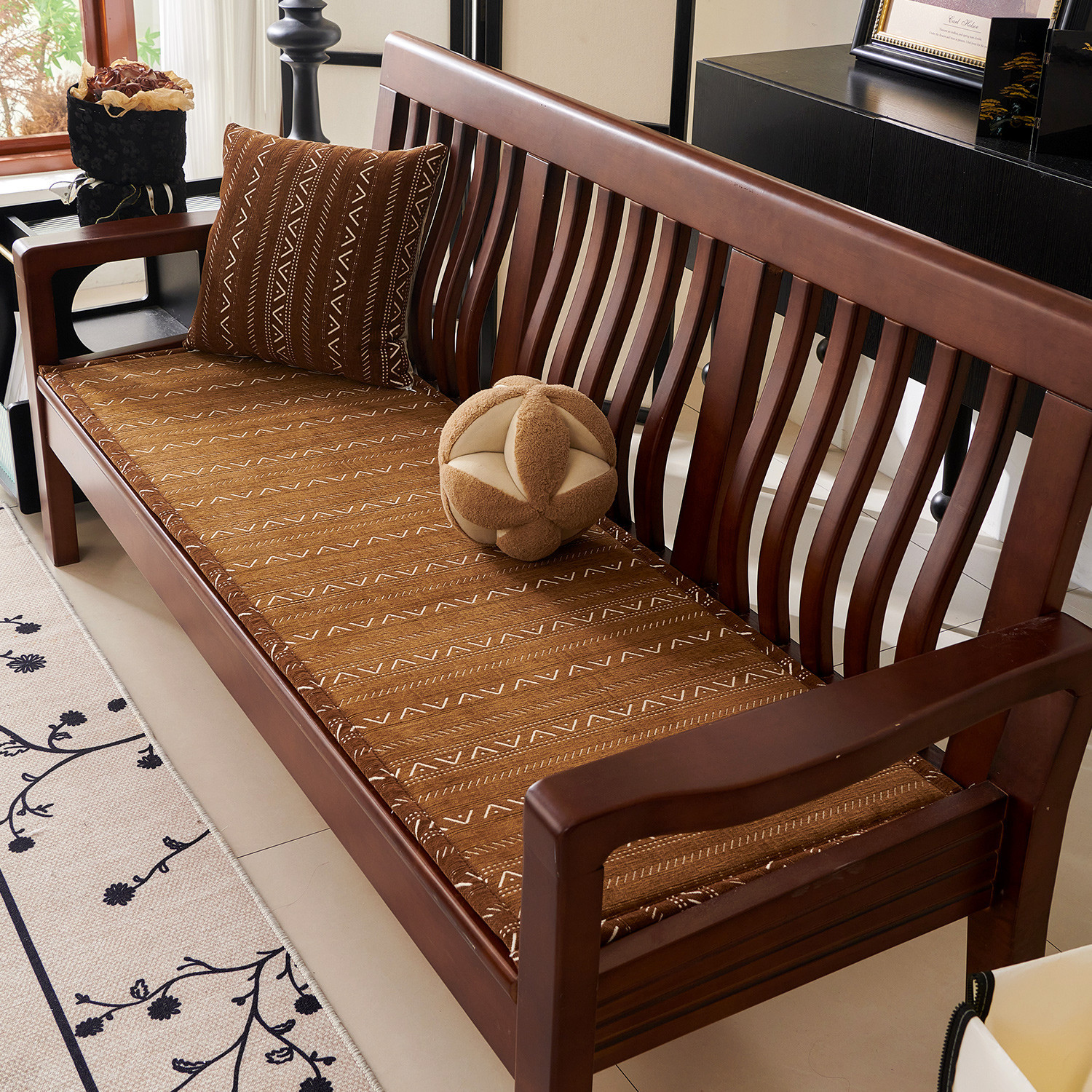 New All-Season Solid Wood Sofa Cushion, New Chinese Style Mahogany Non-Slip Chair Cushion, Thickened Long Wooden Stool Cushion, Bay Window Cushion