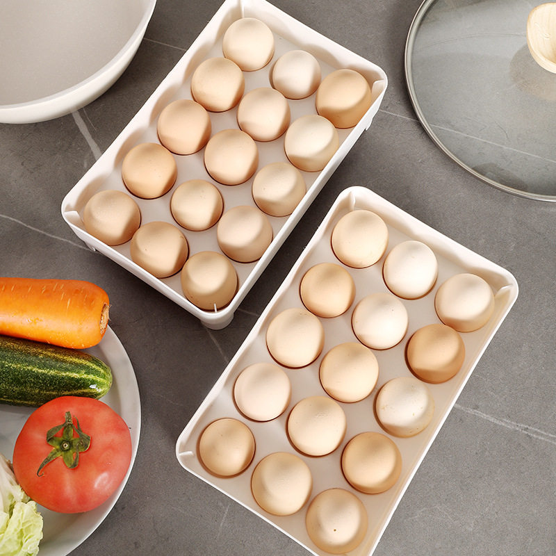 Single-layer Egg Storage Box Household Kitchen Refrigerator Fresh-keeping Egg Box Stackable Catchable Plastic Egg Pad
