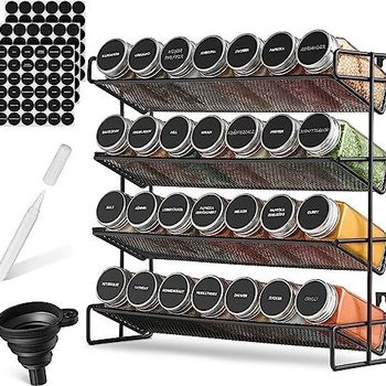 Cross-border Multi-functional Four-layer Kitchen Spice Rack Storage Rack Punch-free Cabinet Finishing Storage Shelf Spice Rack