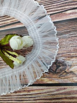 Factory spot direct 4.5cm wide organza Hook row folding lace mesh dog tooth lace