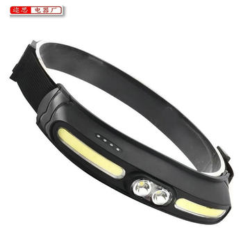 Cross-Border double-head COB headlight outdoor cycling light USB charging night running light headlight silicone head-mounted fishing light